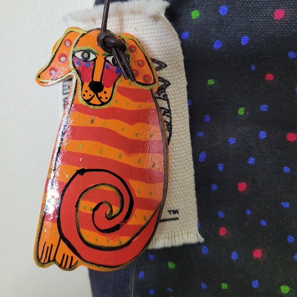 Laurel Burch Colorful Dog Print Artsy Shoulder Bag Purse NWT - Picture 4 of 11